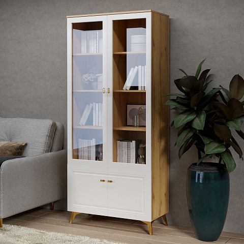 Шкаф-витрина Вега Сапфир 2дв, белый глянец. Фото 3