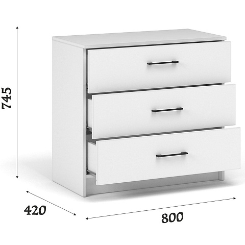 Комод «Чикаго» 3ящ, белый. Фото 2