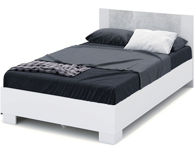 Кровать «Аврора» 120*200 (основание ЛДСП), Белый/Ателье светлый. Фото 1