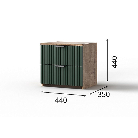 Тумба «Герта» 2я КМК 0979.20, дуб канзас/зеленый матовый. Фото 3