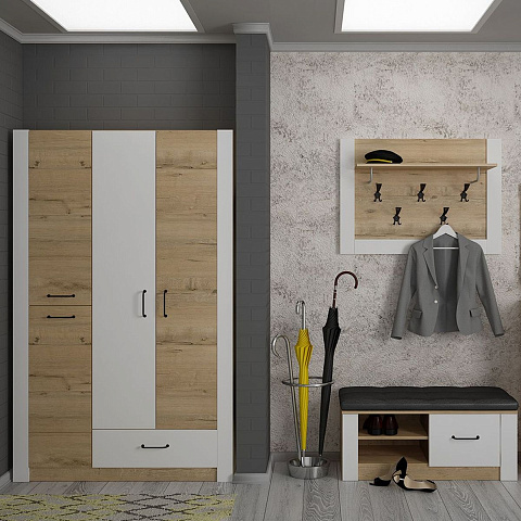 Шкаф «Ева 5» М2 3д, Дуб Ирландский/Белый матовый. Фото 4