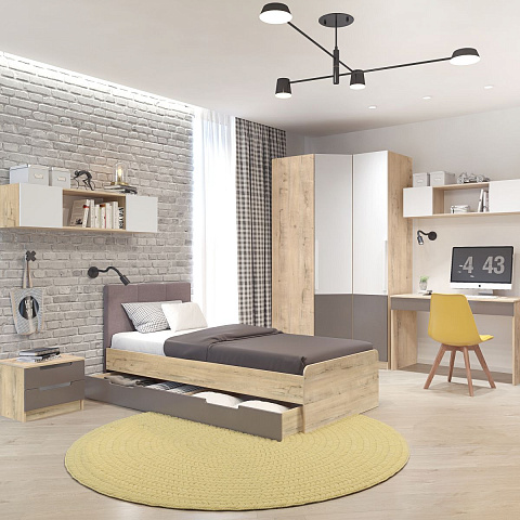 Шкаф-пенал «Илия» М4, Дуб ирландский/Амаретти/Белый. Фото 5