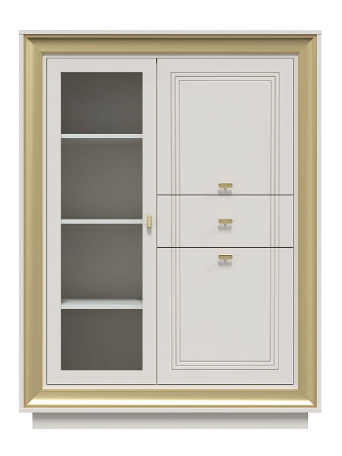 Шкаф с витриной «Прато» низкий, зефир/миндаль. Фото 1