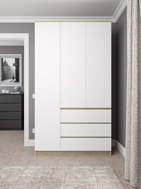 Шкаф Мори МШ 1200.1, Сонома/Белый. Фото 1