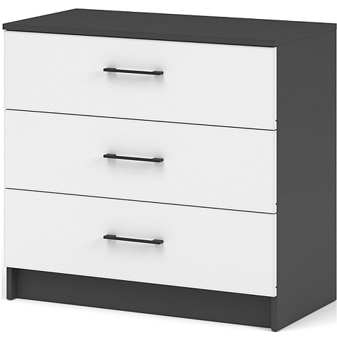 Комод «Чикаго» 3ящ Антрацит/Белый. Фото 1
