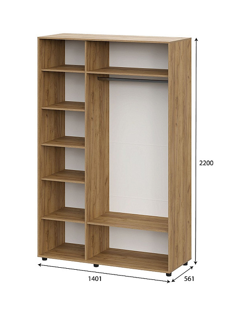 Шкаф «Милан» 3д, дуб золотой/белый матовый. Фото 3