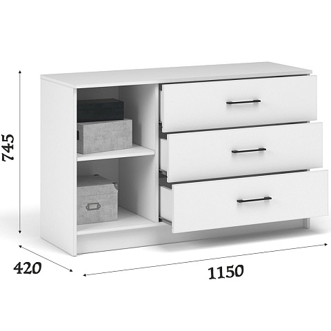 Комод «Чикаго» 1д3ящ, белый. Фото 2