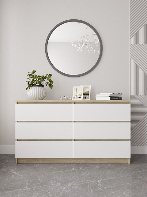 Комод Мори МК 1380.6, Сонома/Белый. Фото 1