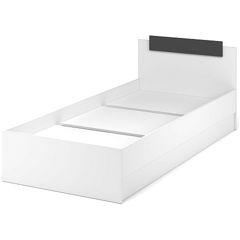 Кровать «Чикаго» 90 настил ЛДСП, Антрацит/Белый. Фото 1