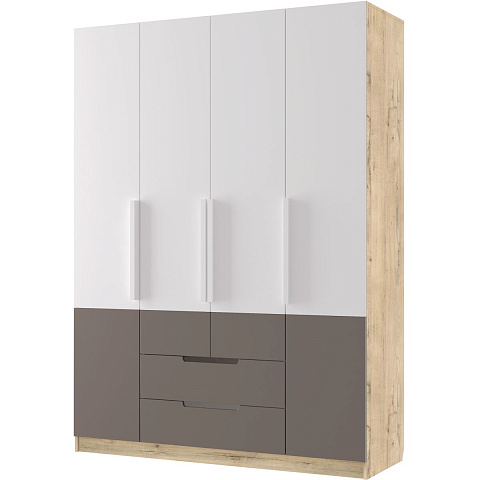 Шкаф «Илия» М15 4д, Дуб ирландский/Амаретти/Белый. Фото 1