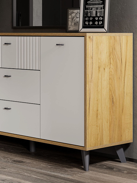 Комод «Милан» 3я2д, дуб золотой/белый. Фото 4