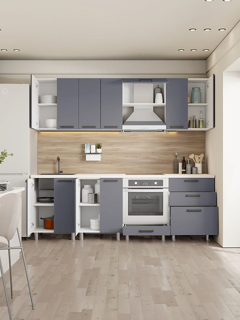 Кухонный гарнитур «Лаванда» 2,4м, сталь. Фото 2