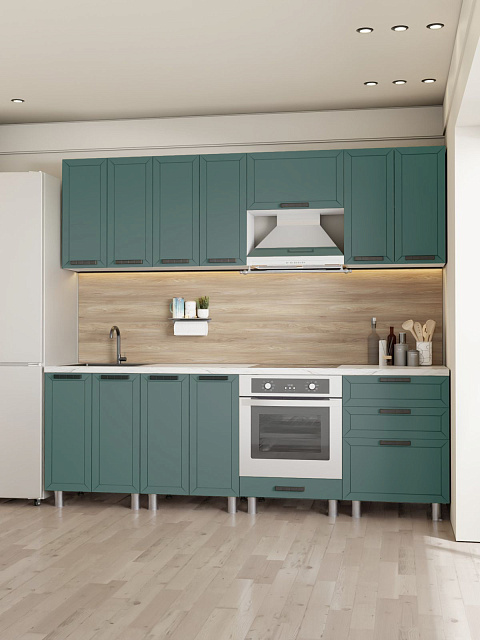 Кухонный гарнитур «Лилия» 2,4м, изумруд. Фото 2