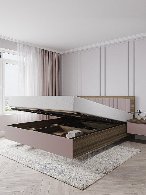 Кровать Роза 160x200см, пудра скин. Фото 2