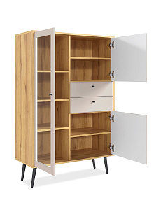 Шкаф с витриной Вега Саксония 94, миндаль от магазина Мебельный дом