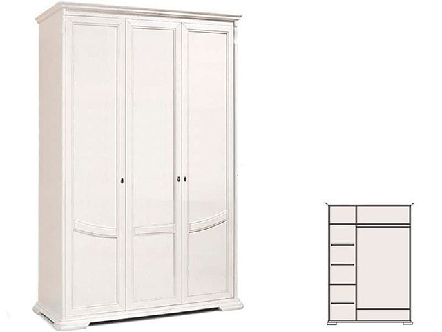 Шкаф для одежды «Лика» ММ 137-01/03Б, белая эмаль. Фото 2