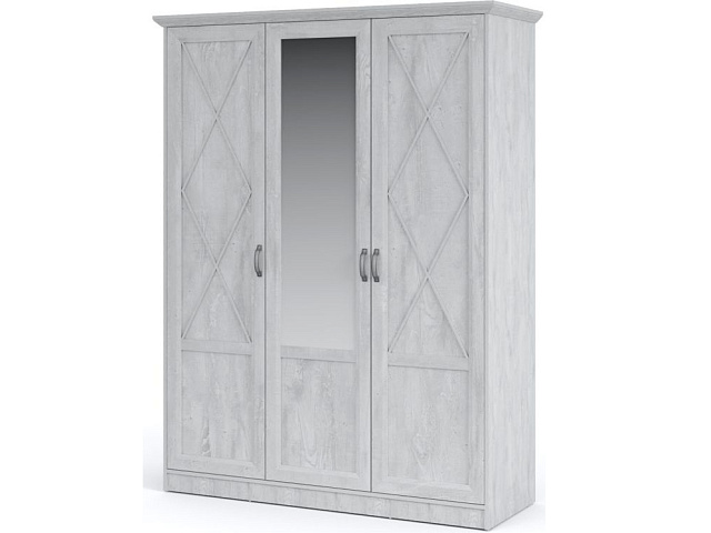 Шкаф «Лорена» 3-х дверный, Бетон Паин белый. Фото 1