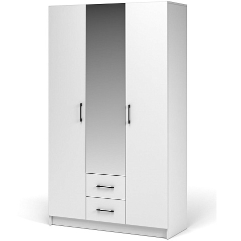 Шкаф «Чикаго» 3д2ящ (с зеркалом) MAX, белый. Фото 1