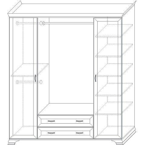 Шкаф Сиена 4дв с зеркалом, бежевый. Фото 4