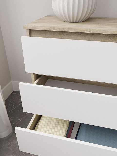 Комод Мори МК 1380.6, Сонома/Белый. Фото 4