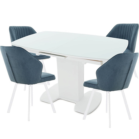 Обеденная группа (Стол Будапешт и 4 стула Вермут), синий. Фото 1