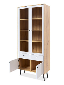 Шкаф с витриной Вега Саксония 84, белый матовый от магазина Мебельный дом