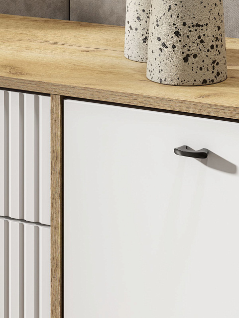 Тумба ТВ «Милан» с ящиками, дуб золотой/белый матовый. Фото 7