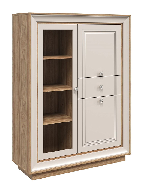 Шкаф с витриной «Прато» низкий, вяз/газания матовый. Фото 3