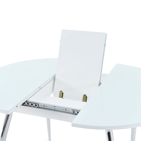 Стол «Ривьера» круг, стекло белый, опоры хром. Фото 6