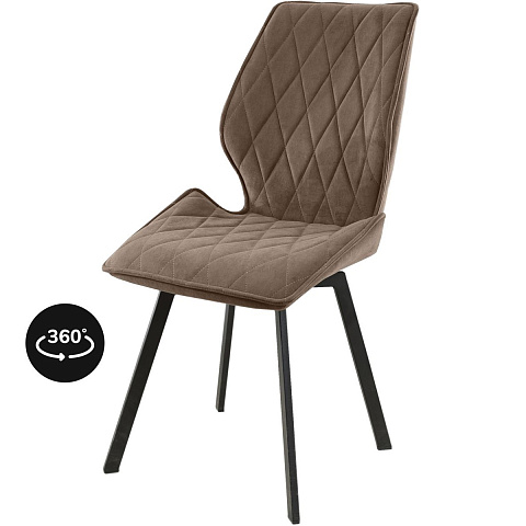 Стул «Амаретто», велюр Бренди латте, каркас вращения черный. Фото 1