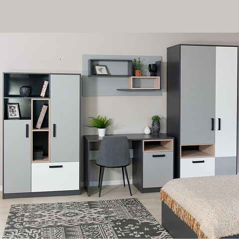 Шкаф «Квадро», Антрацит/Шиншилла/Белый. Фото 7