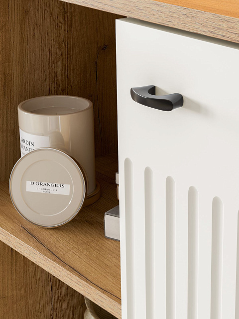 Тумба ТВ «Милан» с нишей, дуб золотой/белый матовый. Фото 5