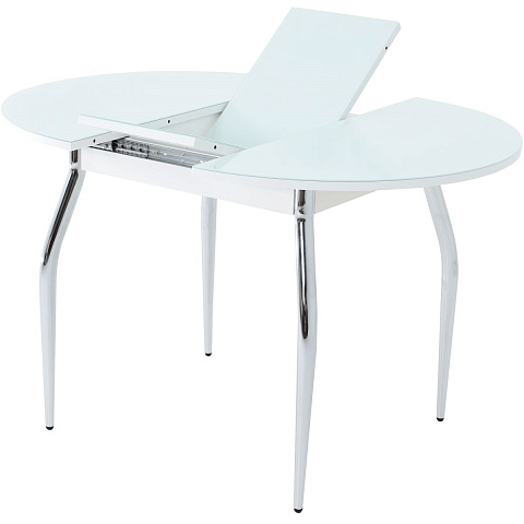 Стол «Ривьера» круг, стекло белый, опоры хром. Фото 3