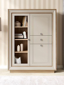 Шкаф с витриной «Прато» низкий, вяз/газания матовый от магазина Мебельный дом