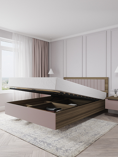 Кровать Роза 140x200см, пудра скин. Фото 2