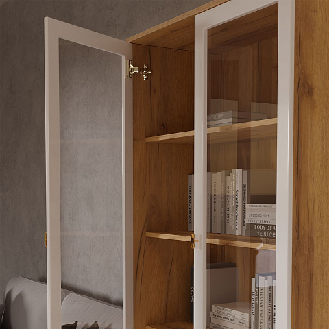 Шкаф-витрина Вега Сапфир 2дв, белый глянец. Фото 7