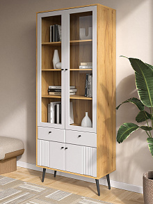 Шкаф с витриной Вега Саксония 84, белый матовый от магазина Мебельный дом