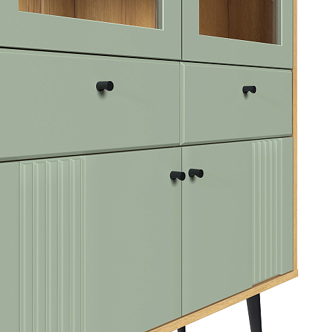 Шкаф с витриной Вега Саксония 84, серо-зеленый. Фото 4