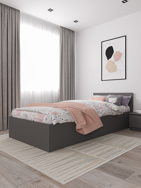 Кровать Мори КРМ 900.1, Графит. Фото 1