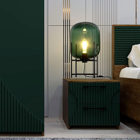 Спальня «Монтале» КМК 0966, дуб канзас/зеленый матовый. Фото 3