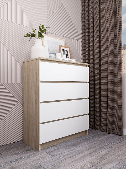 Комод Мори МК 800.4, Сонома/Белый. Фото 2