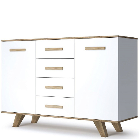 Комод Вега Скандинавия 135, белый глянец. Фото 1