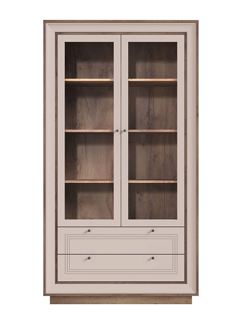 Шкаф с витриной «Прато» 2дв, таксония шоколад/кофе с молоком. Фото 2