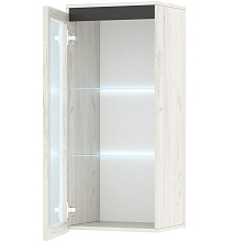 Шкаф с витриной «Гретта» 1В навесной, Крафт белый-Антрацит от магазина Мебельный дом