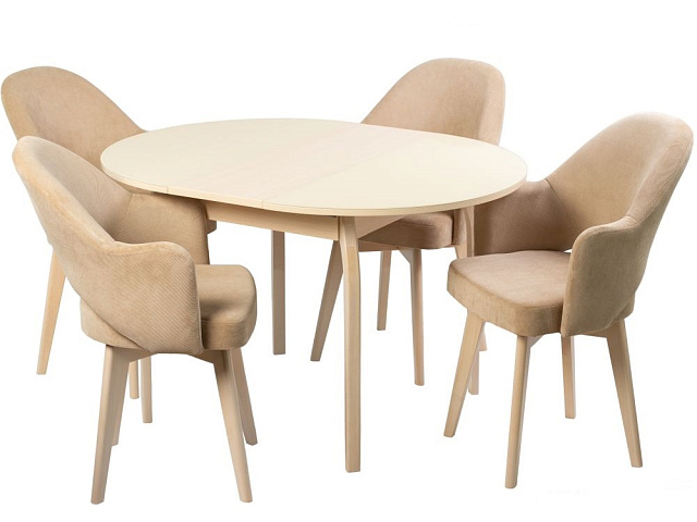 Полукресло КЛЕО, Инфинити 02 КАРАМЕЛЬ, Каркас КОМПАКТ МАССИВ, Дуб молочный. Фото 2