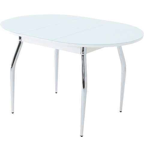 Стол «Ривьера» круг, стекло белый, опоры хром. Фото 7
