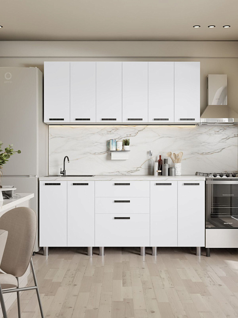 Кухонный гарнитур «Лаванда» 1,8м, белый. Фото 1