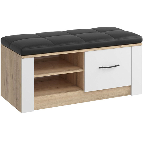 Тумба «ЕВА 5» М5, Дуб Ирландский/Белая матовая/Теос блэк. Фото 1