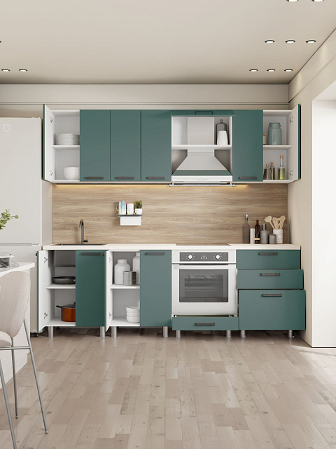 Кухонный гарнитур «Лаванда» 2,4м, изумруд. Фото 2