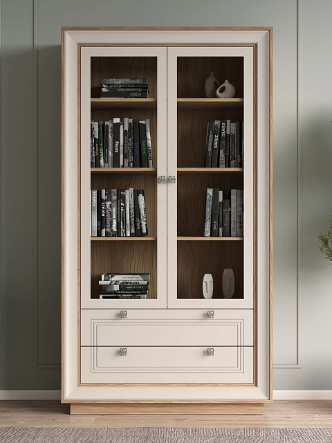 Шкаф с витриной «Прато» 2дв, вяз/газания матовый. Фото 5